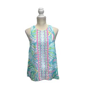 Lilly Pulitzer Lyle Tank Maraca My World Print Sleeveless Top Women S Resort